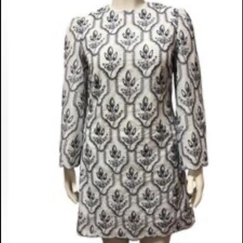 NWT Preston & York Jeanne White Dress Black Embroidery SZ 8 Shift Mini Lined NWT
